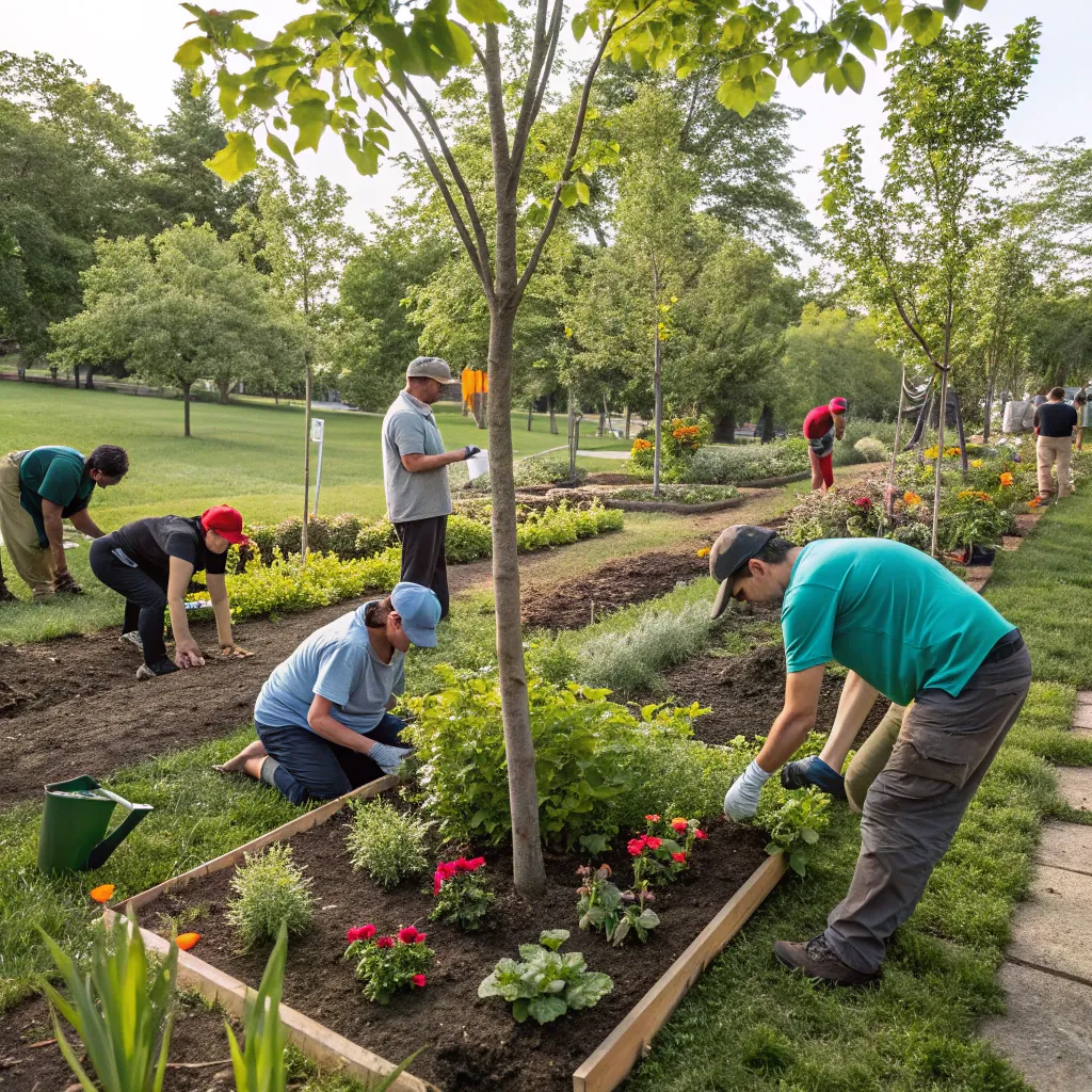 MORNITHRA team working on an eco-garden project